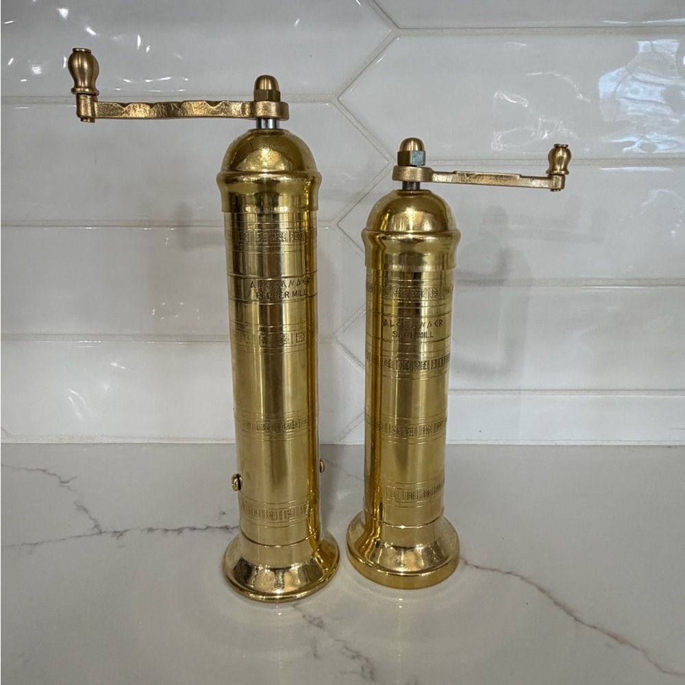 OPHELIA GREEK SALT + PEPPER MILLS, SET OF 2